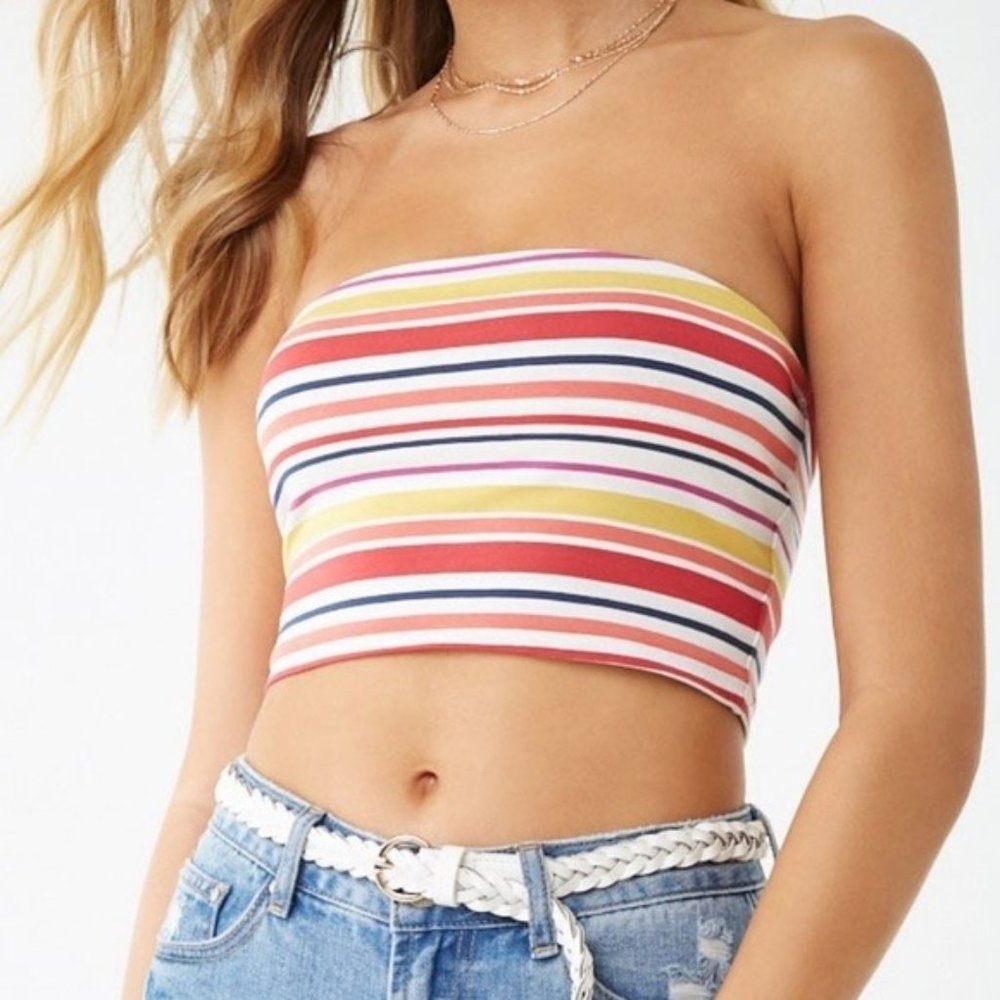 Forever 21 Striped Cropped Tube Top